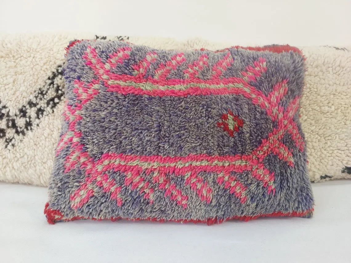 Authentic Handmade Berber Wool Pillow From Aït Bou Ichaouen | Vintage Moroccan Double-sided Cushion MoroccanBazzArts