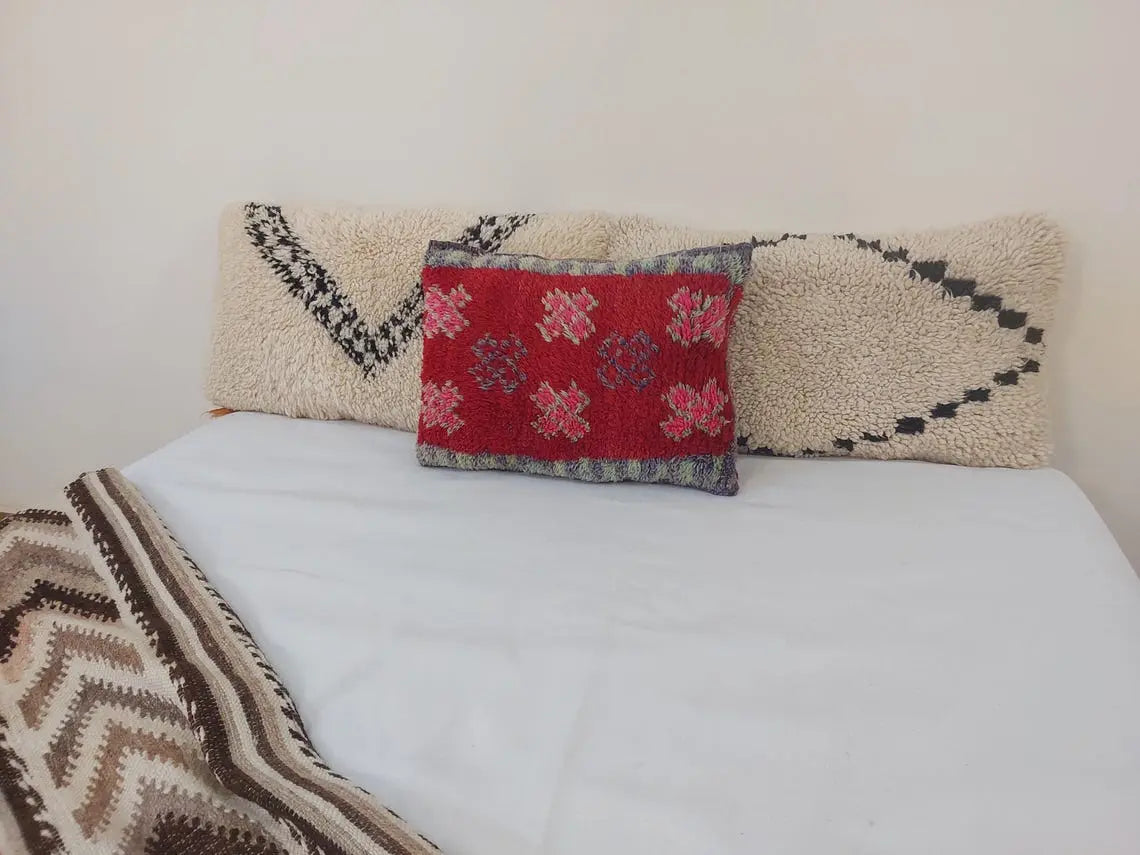 Authentic Handmade Berber Wool Pillow From Aït Bou Ichaouen | Vintage Moroccan Double-sided Cushion MoroccanBazzArts