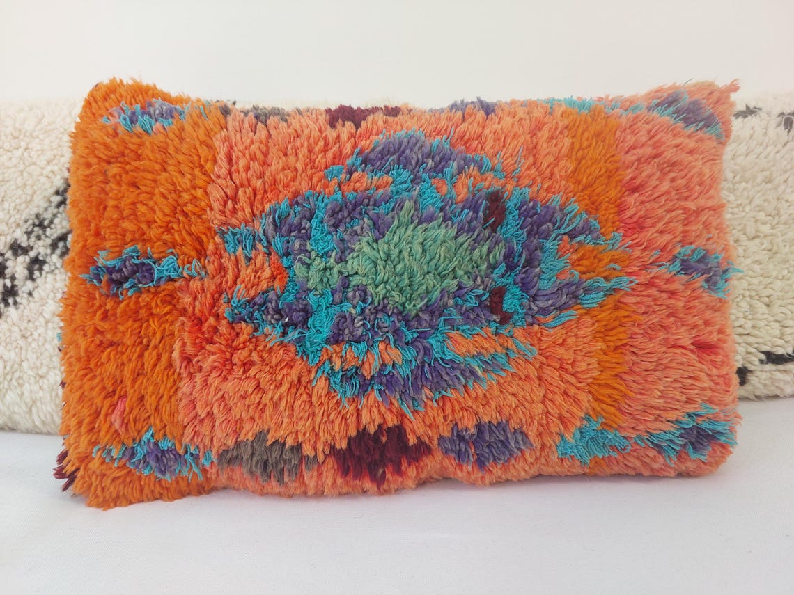 Authentic Handmade Berber Wool Pillow From Aït Bou Ichaouen | Vintage Moroccan Double-sided Cushion MoroccanBazzArts