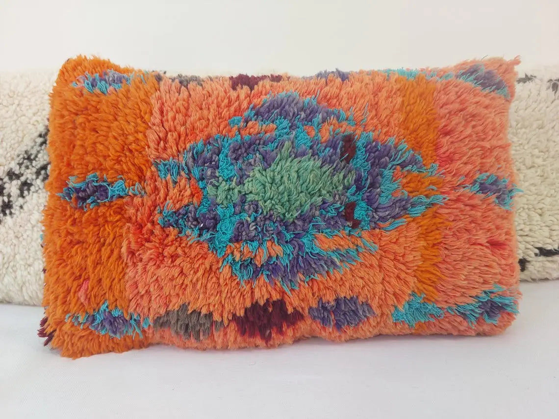 Authentic Handmade Berber Wool Pillow From Aït Bou Ichaouen | Vintage Moroccan Double-sided Cushion MoroccanBazzArts