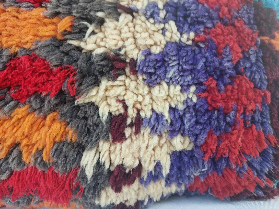 Authentic Handmade Berber Wool Pillow From Aït Bou Ichaouen | Vintage Moroccan Double-sided Cushion MoroccanBazzArts