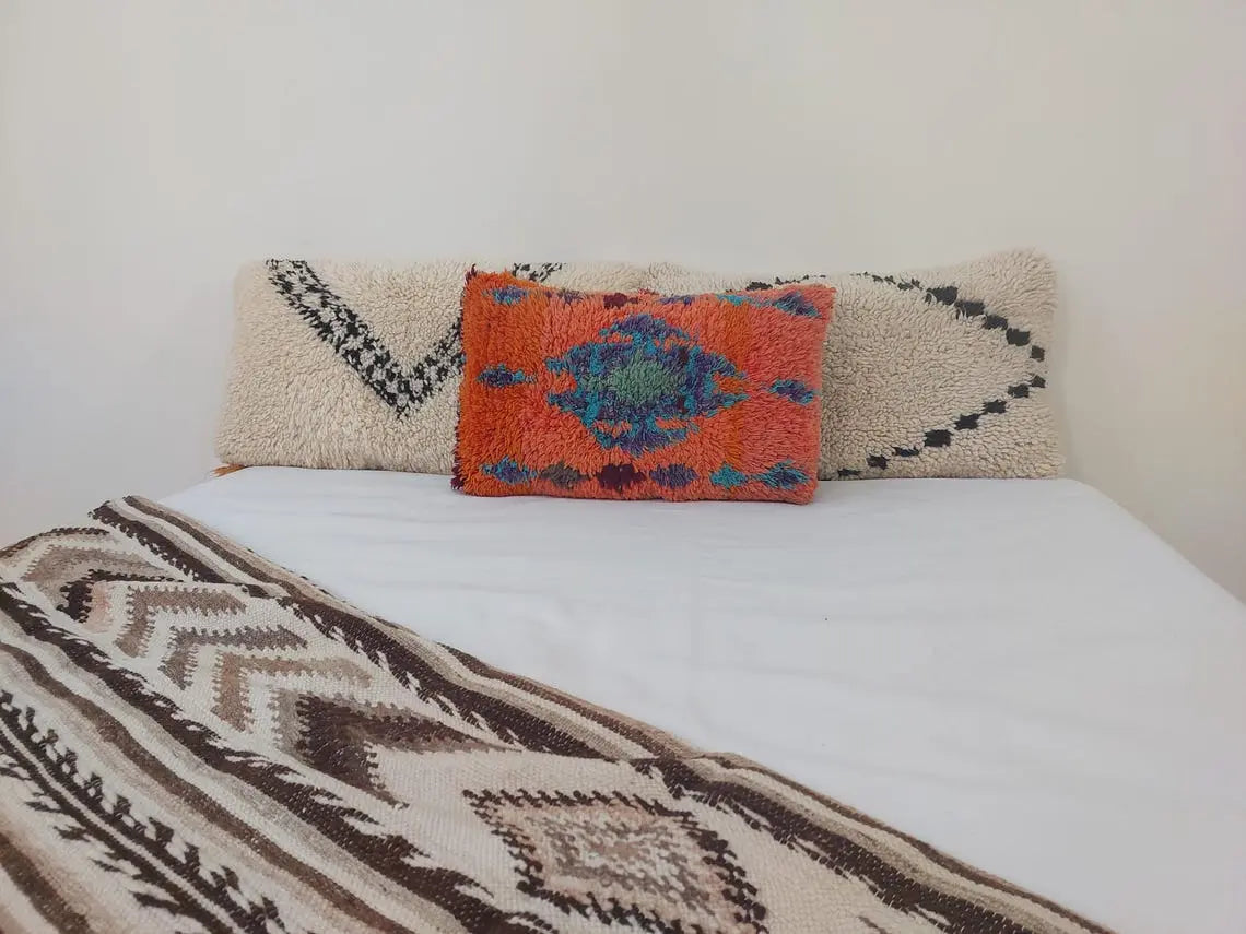 Authentic Handmade Berber Wool Pillow From Aït Bou Ichaouen | Vintage Moroccan Double-sided Cushion MoroccanBazzArts