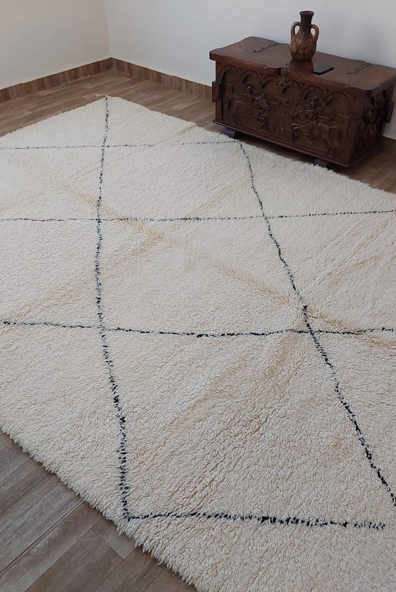 Authentic Handmade Moroccan Beni Ourain Rug - Custom All-Wool Berber Carpet from Genuine Lamb Wool MoroccanBazzArts