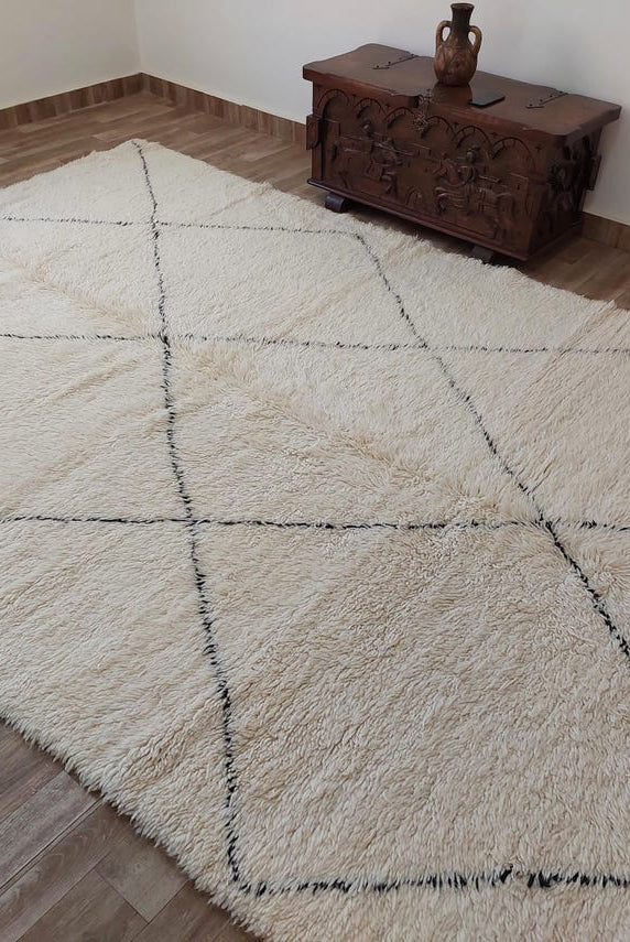 Authentic Handmade Moroccan Beni Ourain Rug - Custom All-Wool Berber Carpet from Genuine Lamb Wool MoroccanBazzArts
