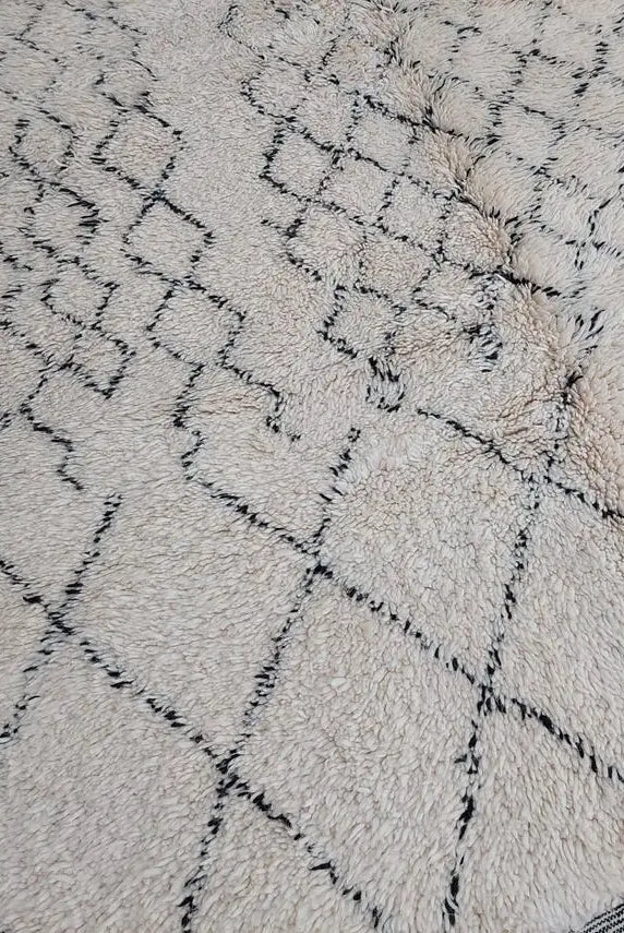 Authentic Beni Ourain Handmade Ivory Moroccan Rug - Soft 6.11x10ft Living Room Rug MoroccanBazzArts
