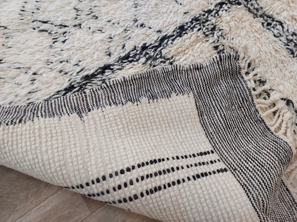 Authentic Beni Ourain Handmade Ivory Moroccan Rug - Soft 6.11x10ft Living Room Rug MoroccanBazzArts