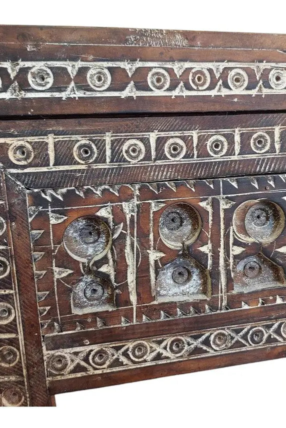 Moroccan Trunk Box Wood: Hand Carved Berber Chest, Vintage Boho Storage MoroccanBazzArts