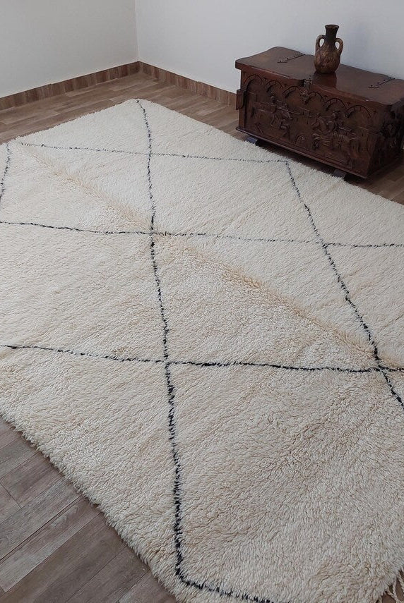 Hand-knotted Moroccan Rug - Custom Beni Ourain Rug - All-wool Berber Rug - Genuine Lamb Wool - Handmade Rug MoroccanBazzArts