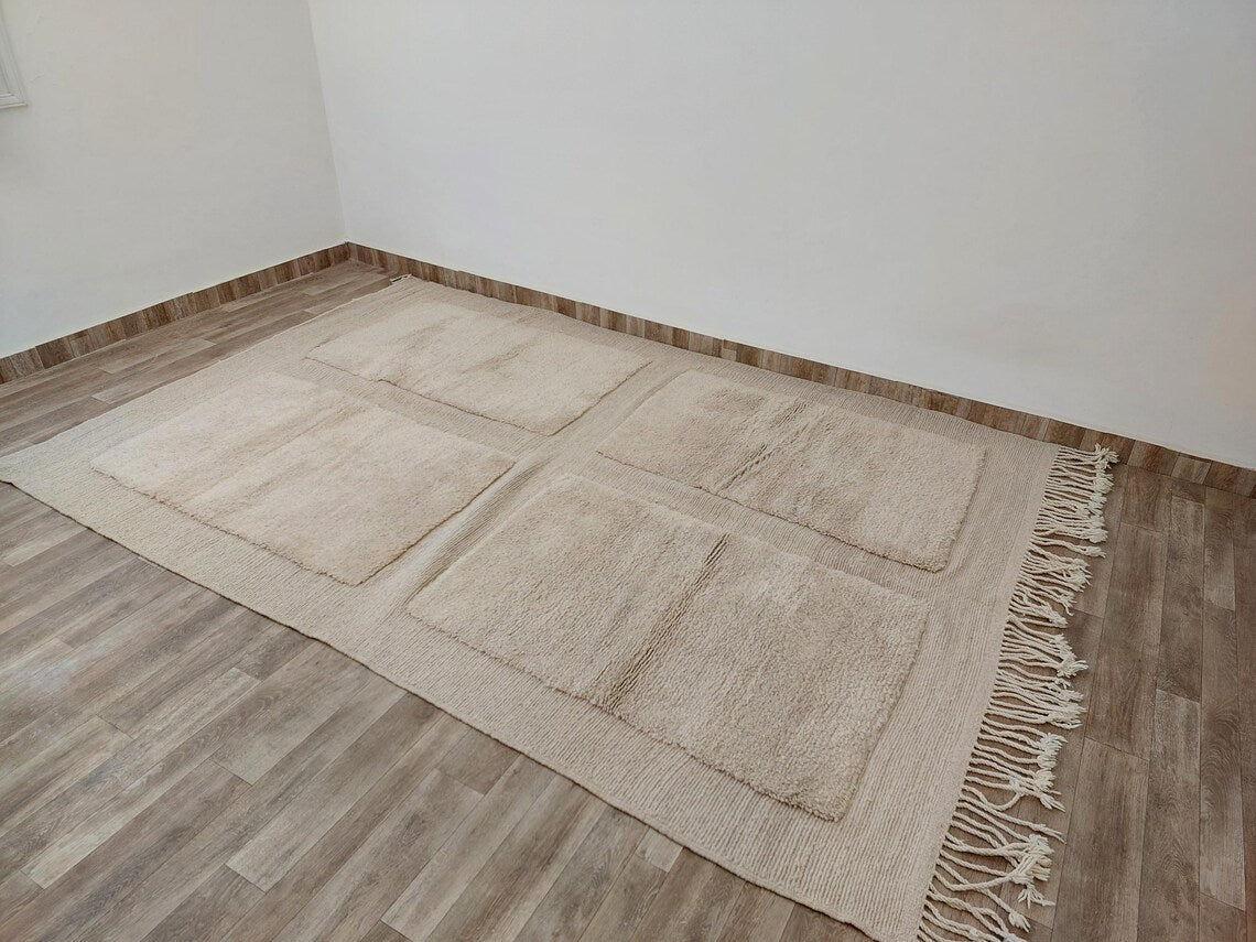 Authentic Moroccan Beni Mrirt Rug: Custom-made, Hand-knotted Berber Wool Carpet For Boho Decor MoroccanBazzArts