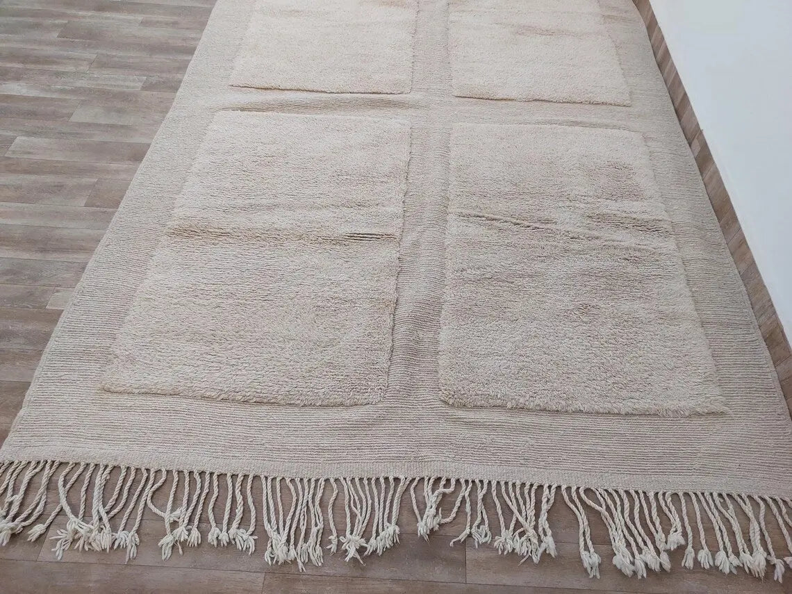 Authentic Moroccan Beni Mrirt Rug: Custom-made, Hand-knotted Berber Wool Carpet For Boho Decor MoroccanBazzArts