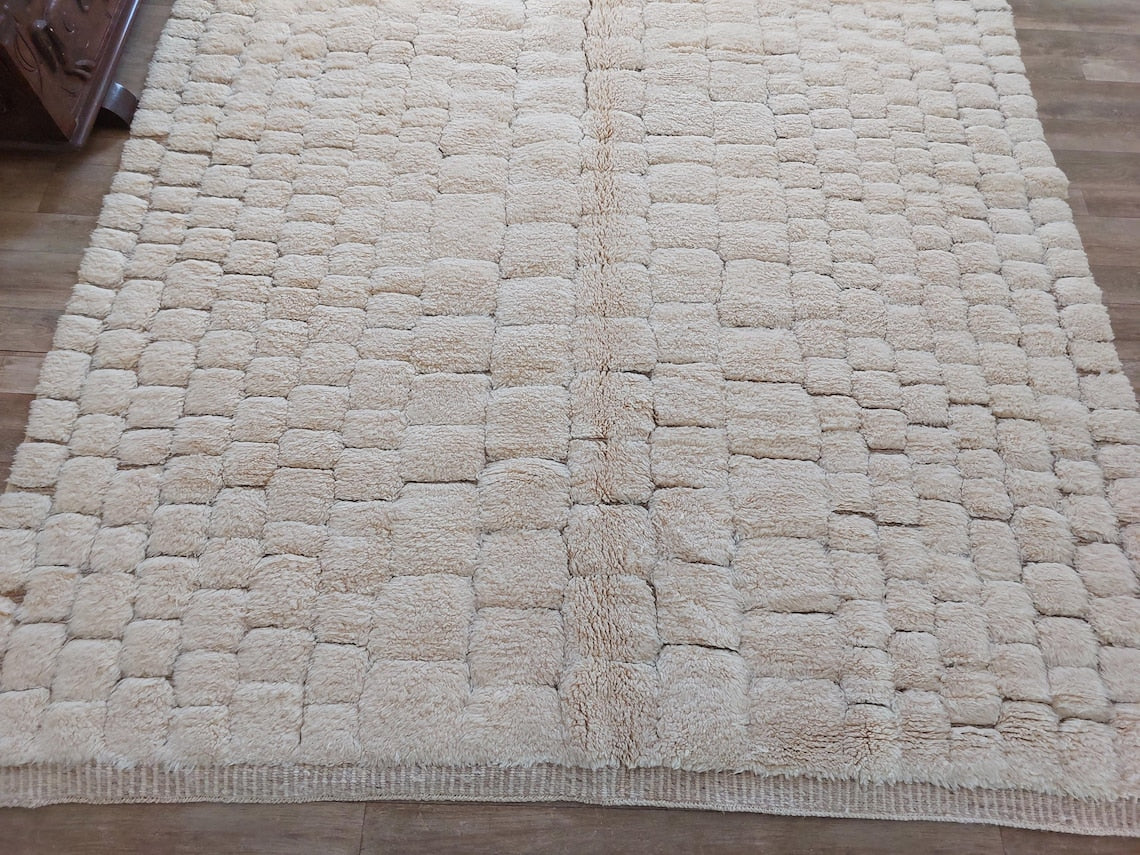 Authentic Moroccan Beni Mrirt Rug: Custom-made, Hand-knotted Berber Wool Carpet For Boho Decor MoroccanBazzArts