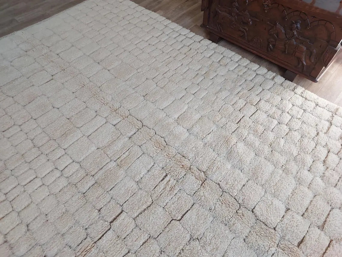 Authentic Moroccan Beni Mrirt Rug: Custom-made, Hand-knotted Berber Wool Carpet For Boho Decor MoroccanBazzArts