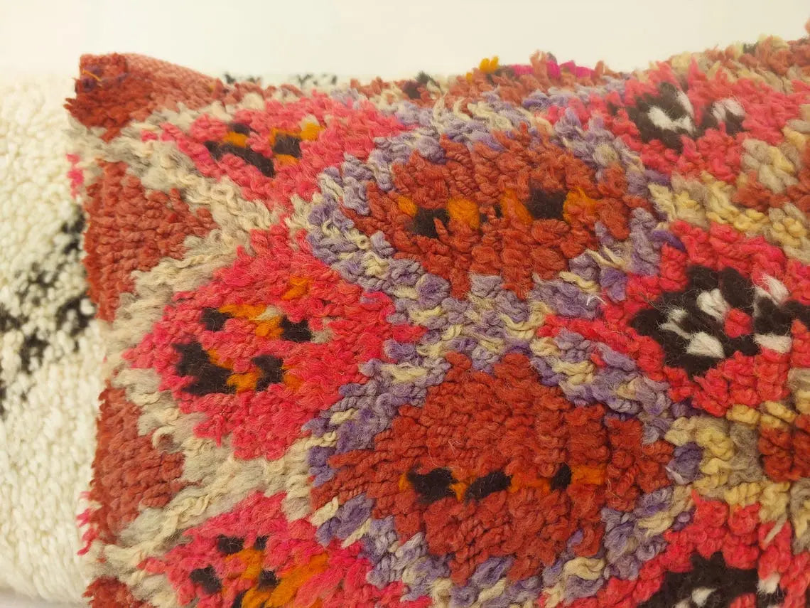 Authentic Handmade Berber Wool Pillow From Aït Bou Ichaouen | Vintage Moroccan Double-sided Cushion MoroccanBazzArts
