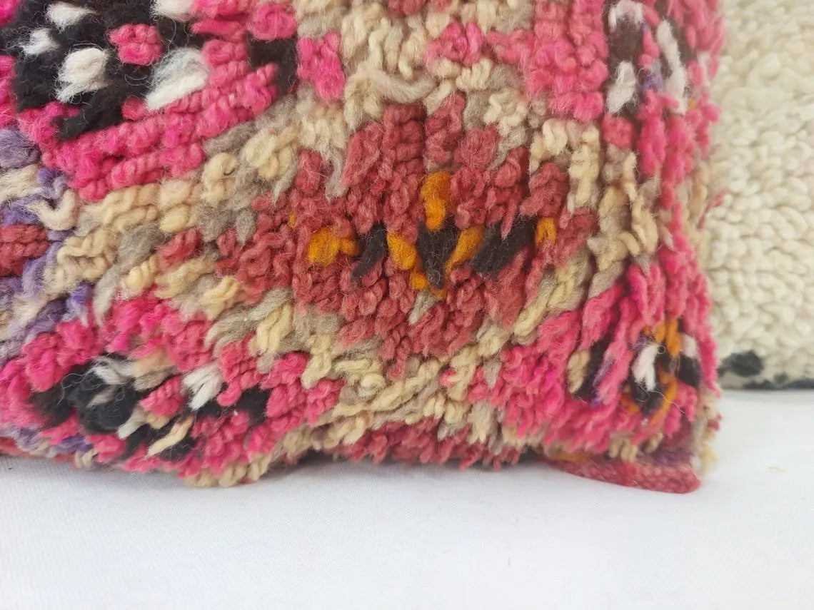 Authentic Handmade Berber Wool Pillow From Aït Bou Ichaouen | Vintage Moroccan Double-sided Cushion MoroccanBazzArts
