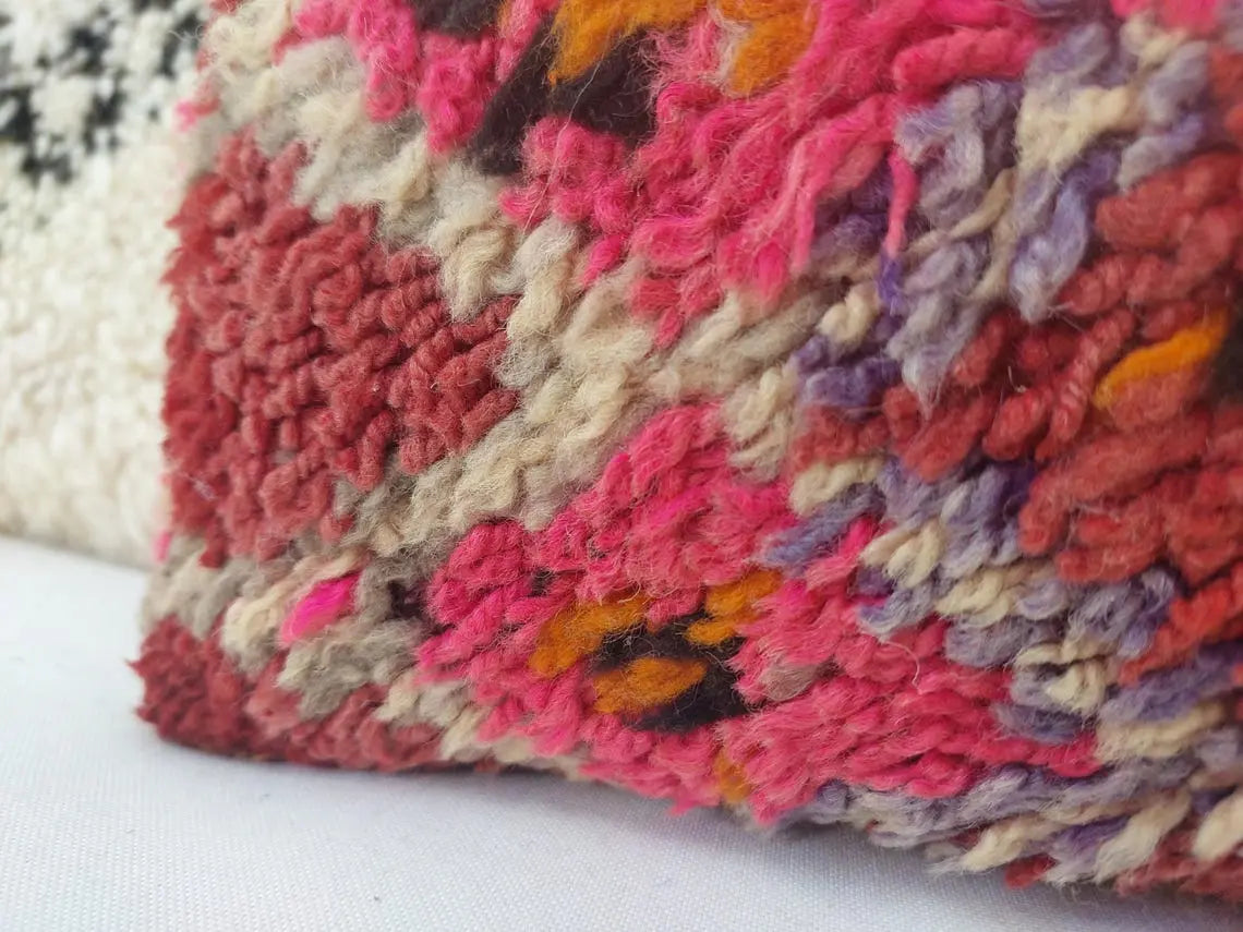 Authentic Handmade Berber Wool Pillow From Aït Bou Ichaouen | Vintage Moroccan Double-sided Cushion MoroccanBazzArts