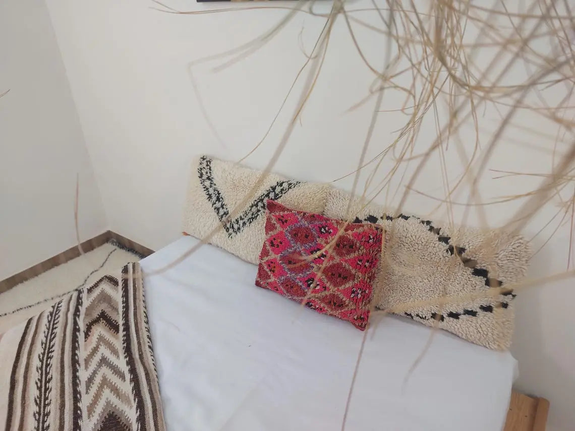 Authentic Handmade Berber Wool Pillow From Aït Bou Ichaouen | Vintage Moroccan Double-sided Cushion MoroccanBazzArts