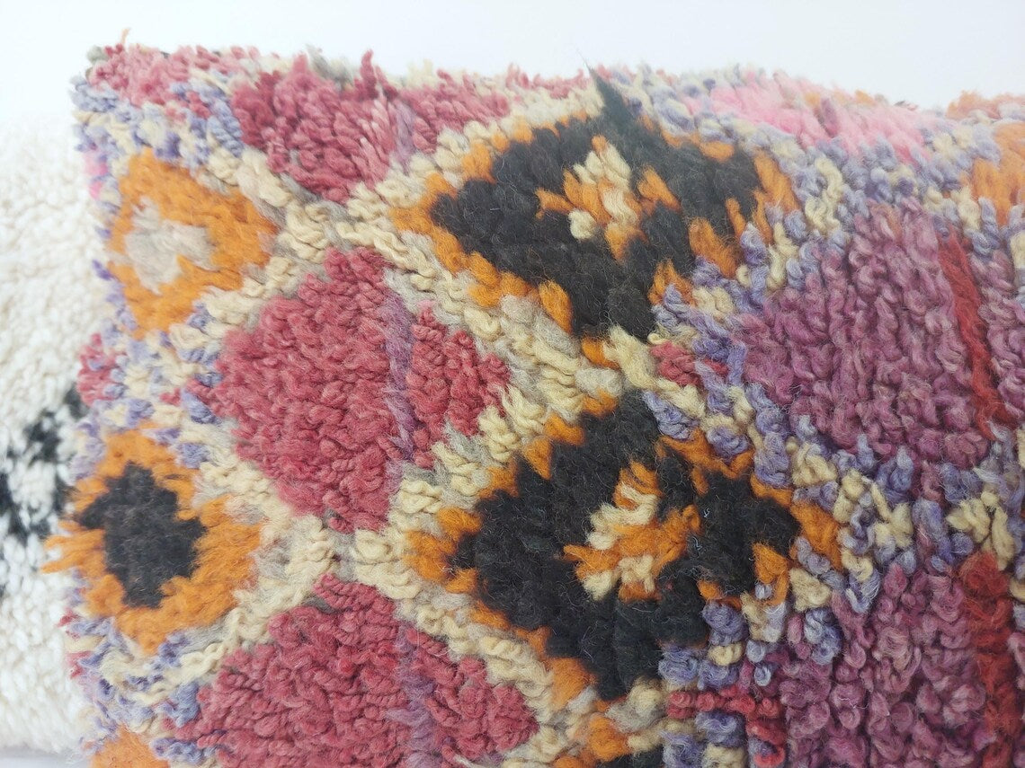 Authentic Handmade Berber Wool Pillow From Aït Bou Ichaouen | Vintage Moroccan Double-sided Cushion MoroccanBazzArts