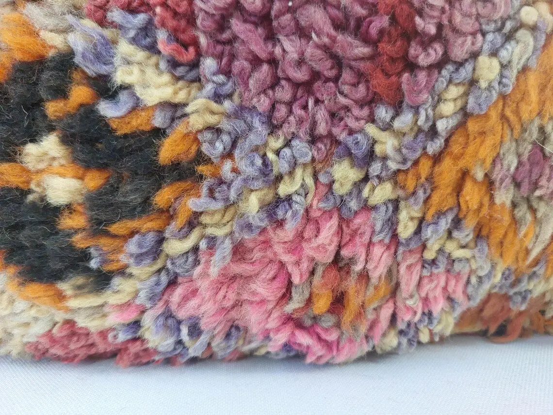 Authentic Handmade Berber Wool Pillow From Aït Bou Ichaouen | Vintage Moroccan Double-sided Cushion MoroccanBazzArts