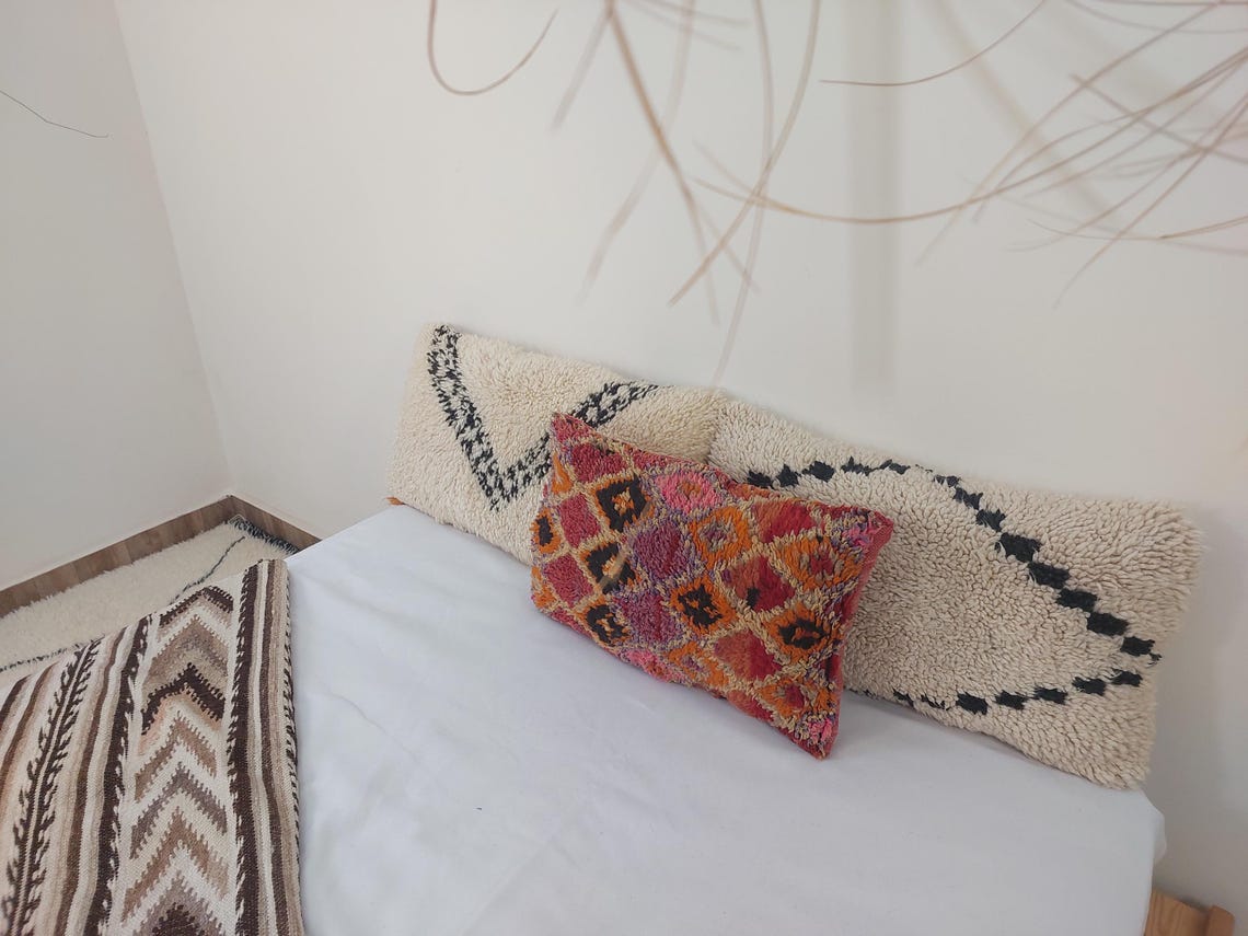 Authentic Handmade Berber Wool Pillow From Aït Bou Ichaouen | Vintage Moroccan Double-sided Cushion MoroccanBazzArts