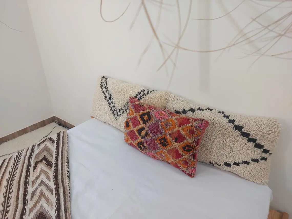 Authentic Handmade Berber Wool Pillow From Aït Bou Ichaouen | Vintage Moroccan Double-sided Cushion MoroccanBazzArts