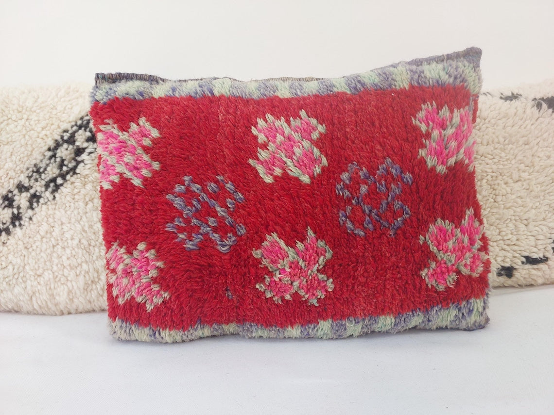 Authentic Handmade Berber Wool Pillow From Aït Bou Ichaouen | Vintage Moroccan Double-sided Cushion MoroccanBazzArts