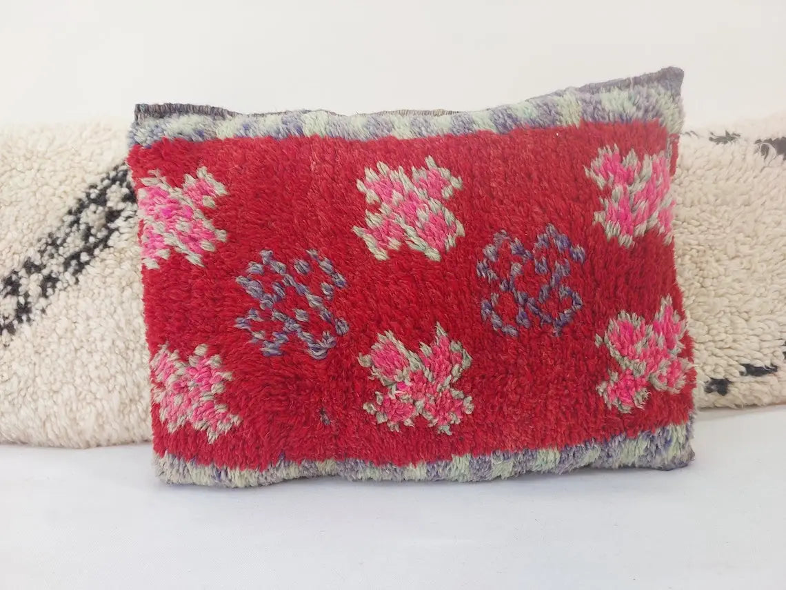Authentic Handmade Berber Wool Pillow From Aït Bou Ichaouen | Vintage Moroccan Double-sided Cushion MoroccanBazzArts