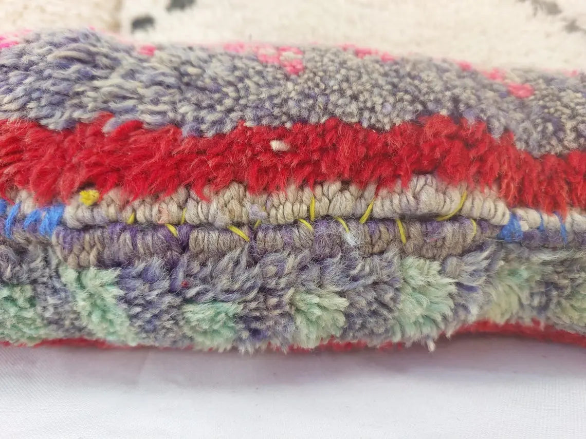 Authentic Handmade Berber Wool Pillow From Aït Bou Ichaouen | Vintage Moroccan Double-sided Cushion MoroccanBazzArts