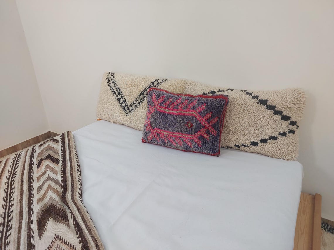 Authentic Handmade Berber Wool Pillow From Aït Bou Ichaouen | Vintage Moroccan Double-sided Cushion MoroccanBazzArts