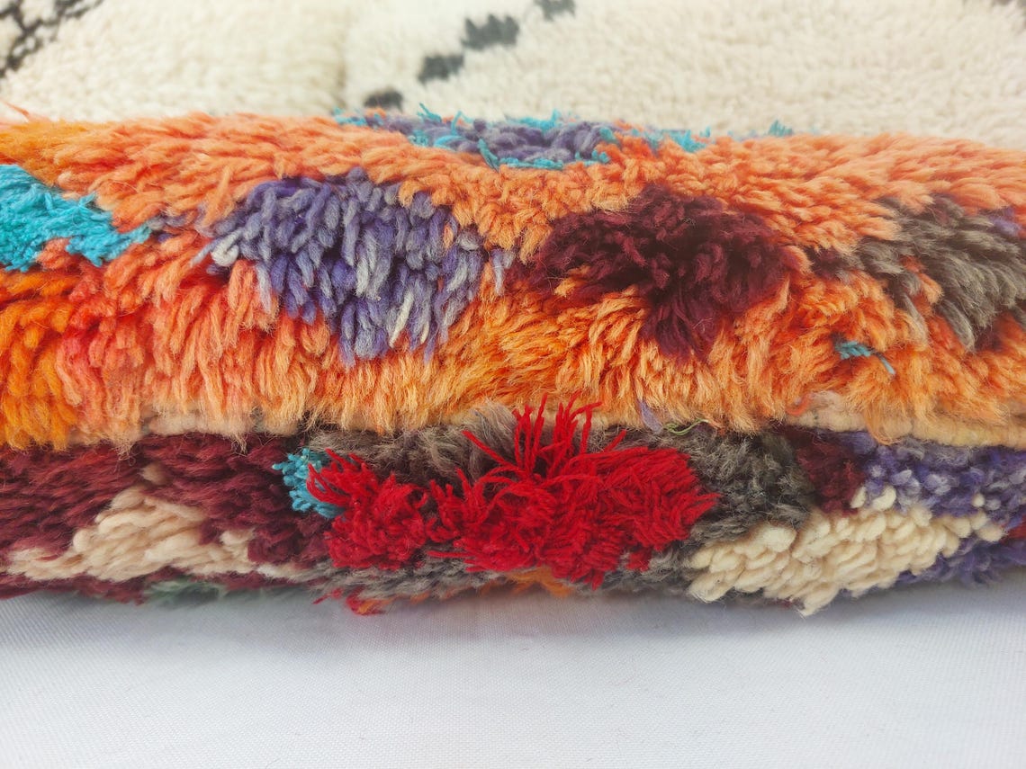 Authentic Handmade Berber Wool Pillow From Aït Bou Ichaouen | Vintage Moroccan Double-sided Cushion MoroccanBazzArts