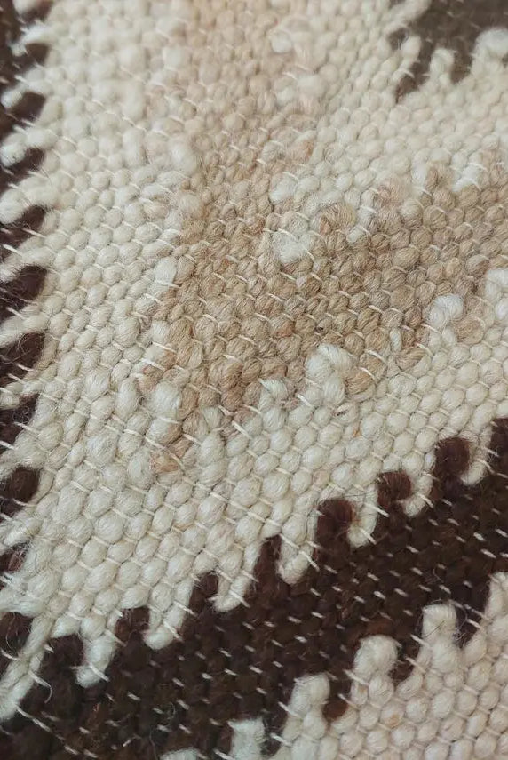 Luxurious Handloomed Beni Ourain Wool Blanket with Pom Poms - Natural Undyed Moroccan Throw MoroccanBazzArts