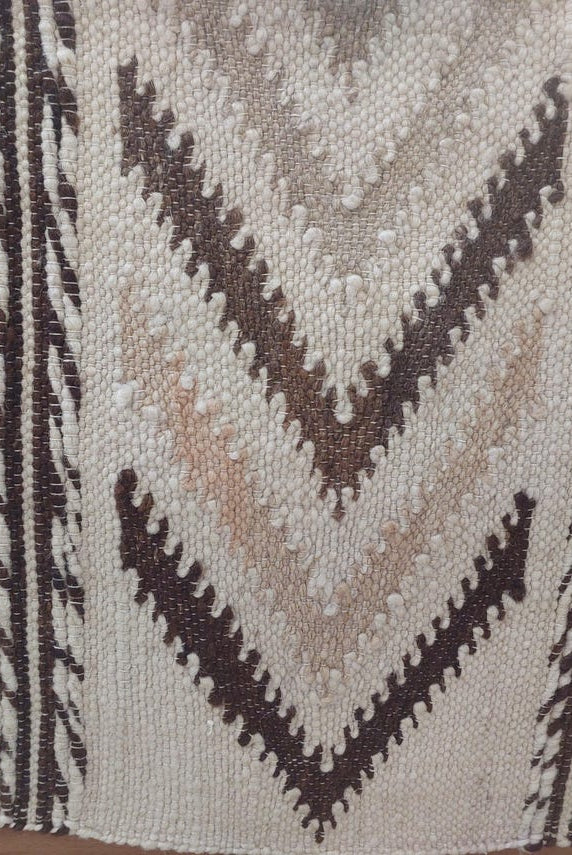 Luxurious Handloomed Beni Ourain Wool Blanket with Pom Poms - Natural Undyed Moroccan Throw MoroccanBazzArts