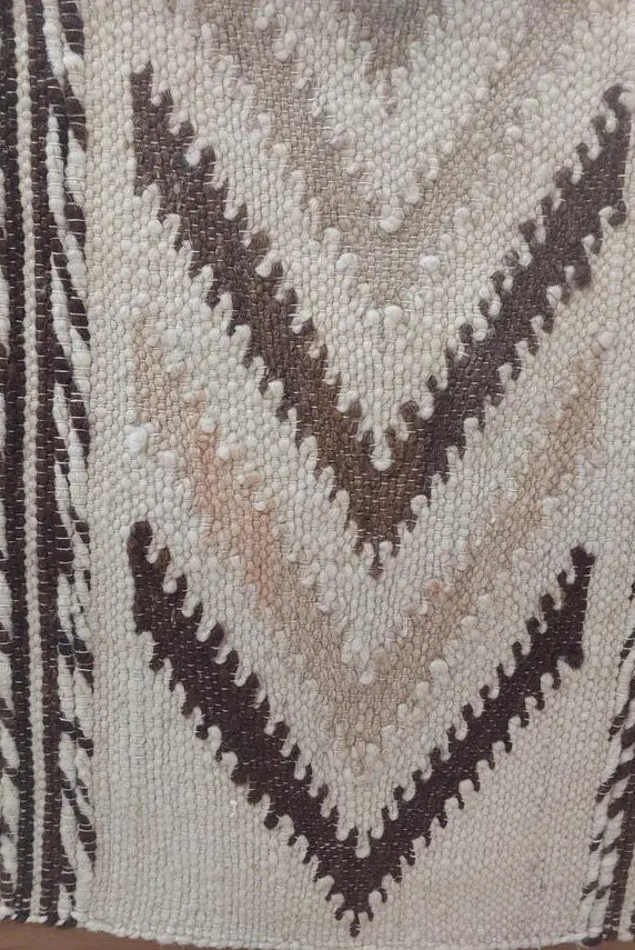 Luxurious Handloomed Beni Ourain Wool Blanket with Pom Poms - Natural Undyed Moroccan Throw MoroccanBazzArts