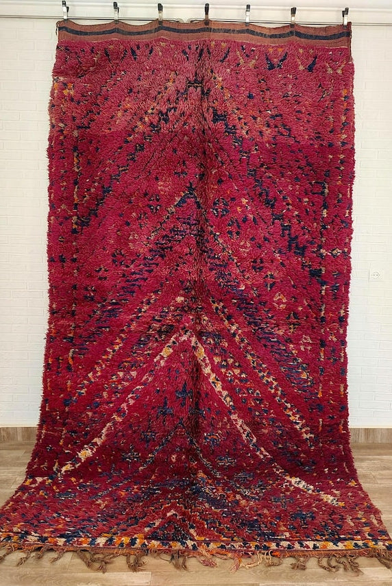 Moroccan Wool Rug Handknotted Vintage Berber: Large Reversible Geometric Carpet, Eclectic Patterned Decor MoroccanBazzArts