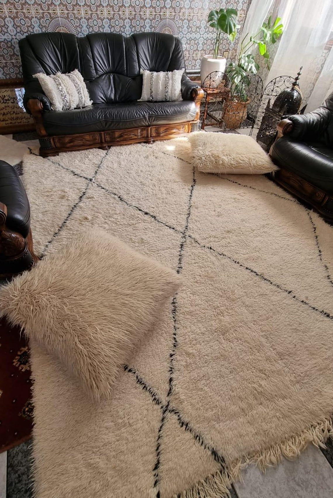 Authentic Handmade Moroccan Beni Ourain Rug - Custom All-Wool Berber Carpet from Genuine Lamb Wool MoroccanBazzArts