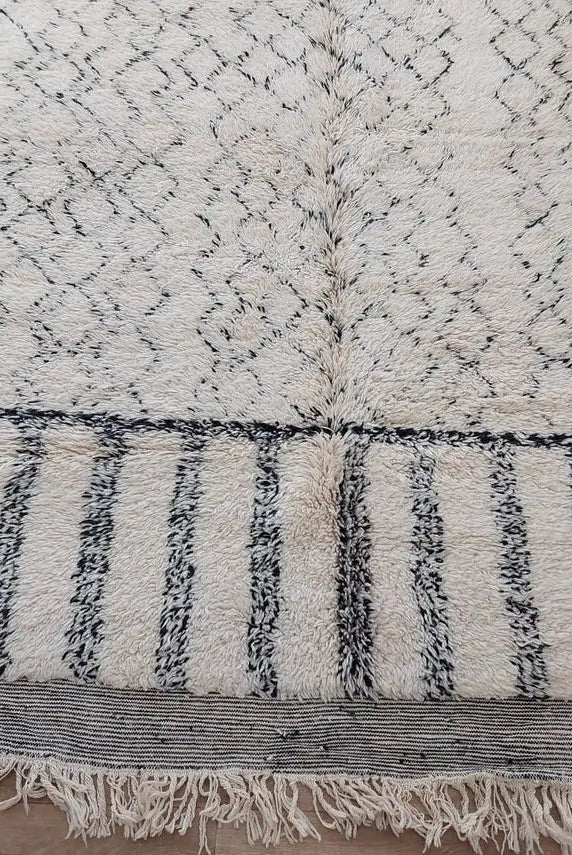 Authentic Beni Ourain Handmade Ivory Moroccan Rug - Soft 6.11x10ft Living Room Rug MoroccanBazzArts