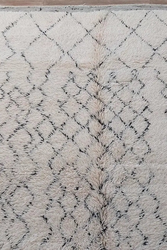 Authentic Beni Ourain Handmade Ivory Moroccan Rug - Soft 6.11x10ft Living Room Rug MoroccanBazzArts