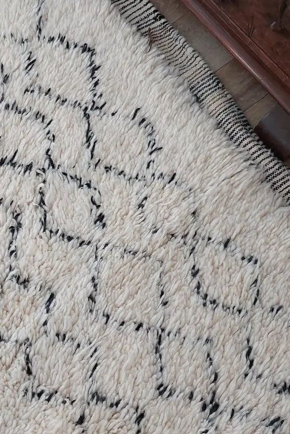 Authentic Beni Ourain Handmade Ivory Moroccan Rug - Soft 6.11x10ft Living Room Rug MoroccanBazzArts