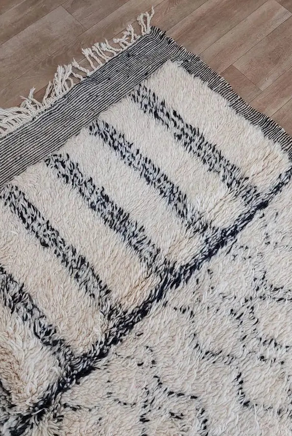 Authentic Beni Ourain Handmade Ivory Moroccan Rug - Soft 6.11x10ft Living Room Rug MoroccanBazzArts