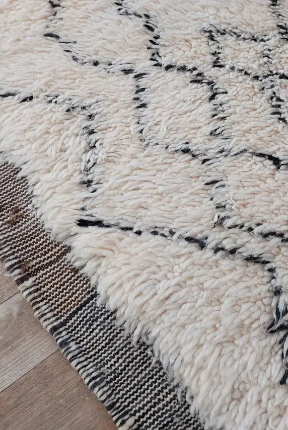 Authentic Beni Ourain Handmade Ivory Moroccan Rug - Soft 6.11x10ft Living Room Rug MoroccanBazzArts