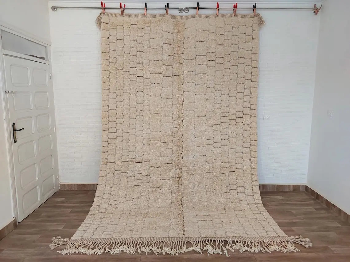 Authentic Moroccan Beni Mrirt Rug: Custom-made, Hand-knotted Berber Wool Carpet For Boho Decor MoroccanBazzArts
