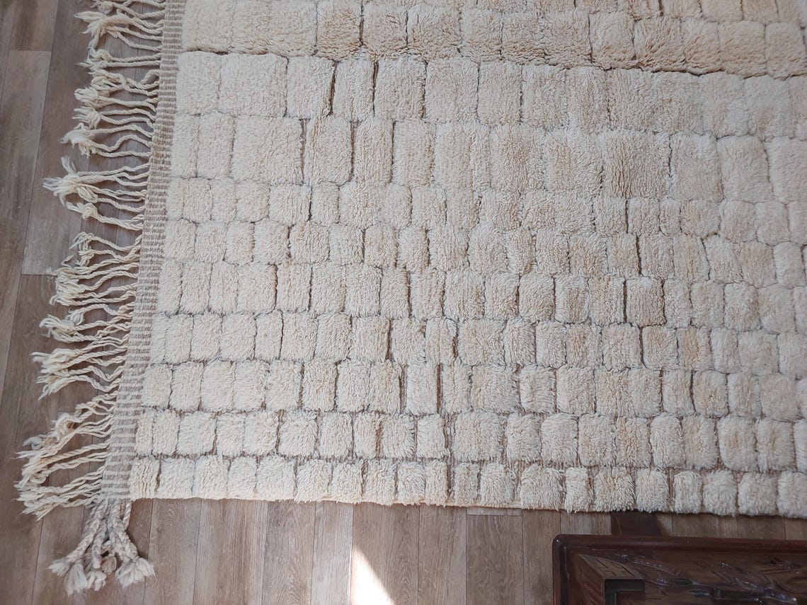 Authentic Moroccan Beni Mrirt Rug: Custom-made, Hand-knotted Berber Wool Carpet For Boho Decor MoroccanBazzArts