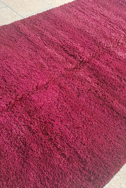 Luxury Burgundy Rug Wool 6.4x10.6: Vintage Moroccan Beni Mguild Berber Carpet MoroccanBazzArts