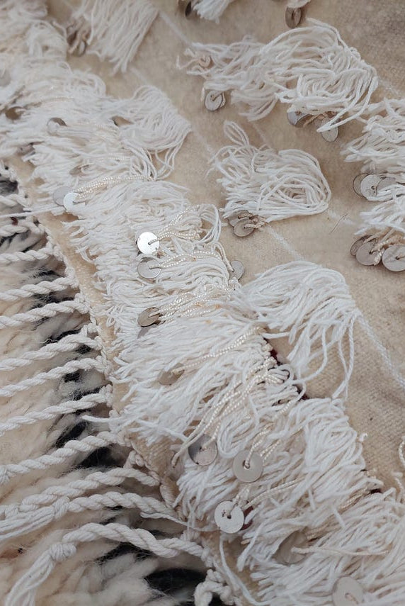 Vintage Moroccan Berber Handira Wedding Blanket Throw - Boho Bedding Decor for Living Room 138x260cm MoroccanBazzArts