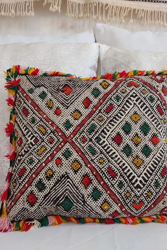 Vintage Moroccan Pillow - Decorative Berber Pillow Case - Tribal Pillow - Handmade Pillow Cover - Beni Mtir Pillow MoroccanBazzArts