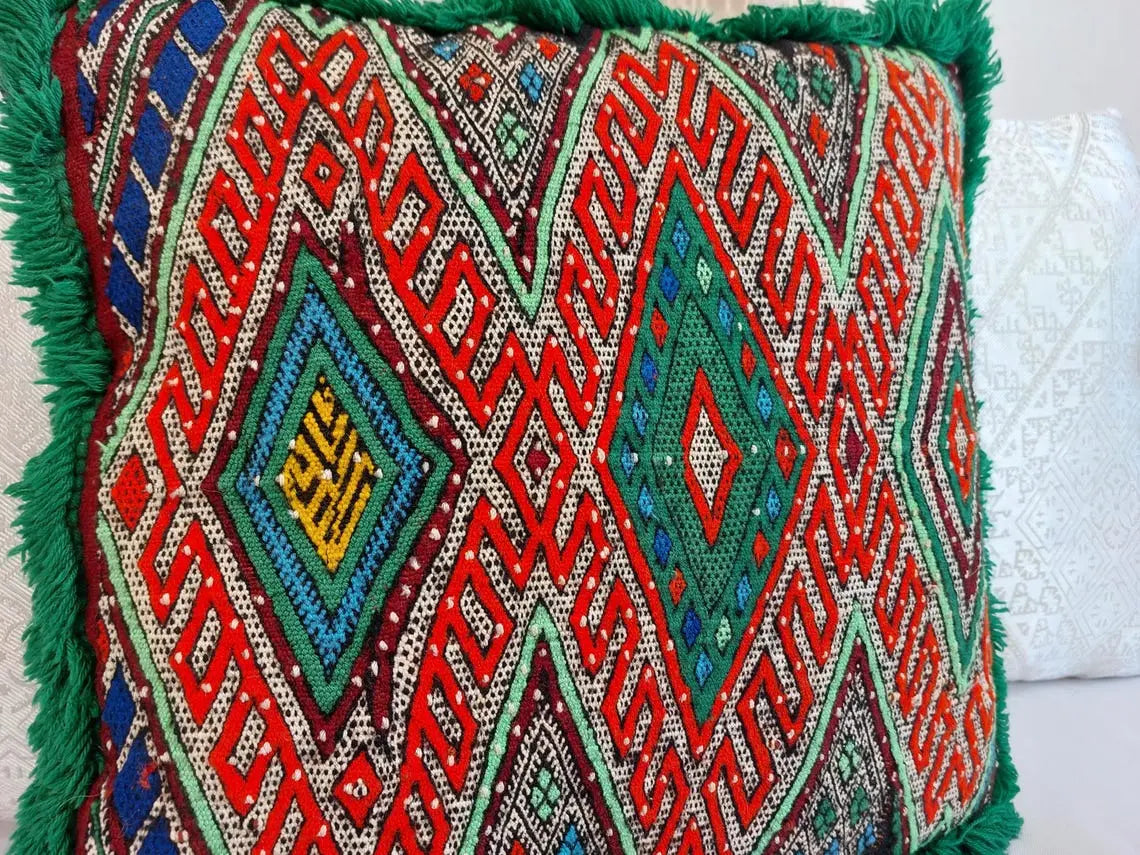 Moroccan Kilim Pillow Cover, Berber Kilim Pillow, Moroccan Pillow, Handmade Wool Pillow, Decorative Pillow Case. MoroccanBazzArts