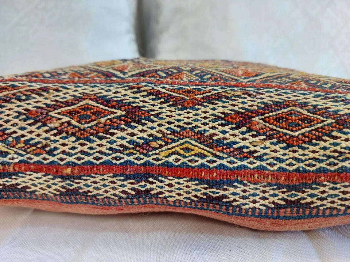 Vintage Berber Pillow | Authentic Vintage Moroccan Pillow, Handmade With Love, Berber Pillow Case in Blue Indigo MoroccanBazzArts