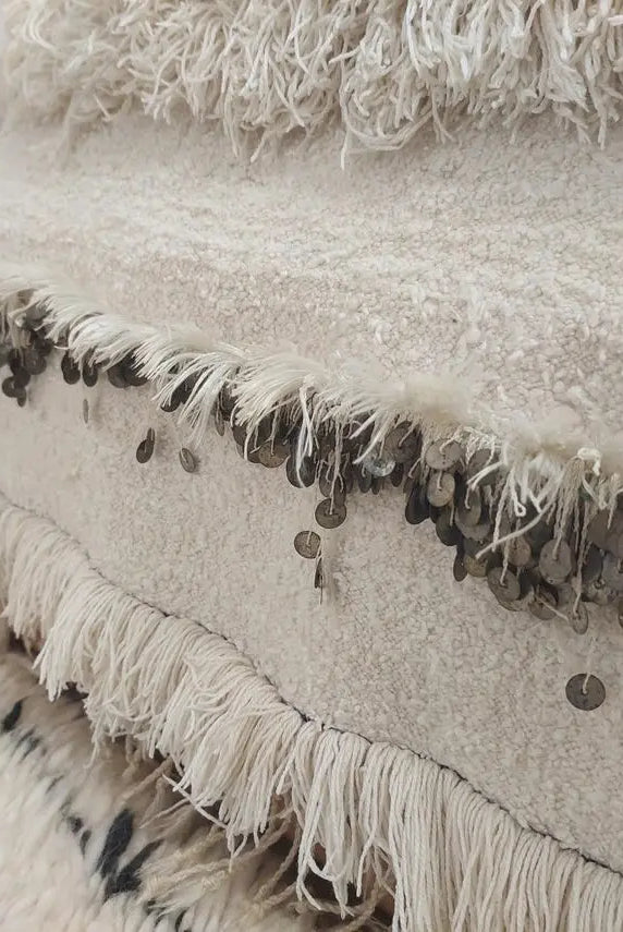 Authentic Vintage Moroccan Handira: White Wedding Blanket, Hand-Woven Berber Wool Throw Rug MoroccanBazzArts