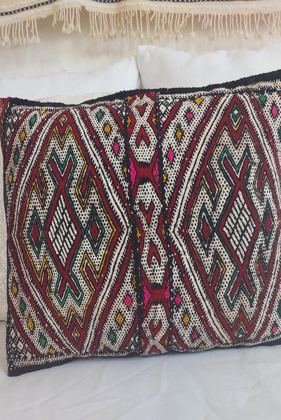 Vintage Berber Pillow | Authentic Vintage Moroccan Pillow, Handmade With Love, Amazigh Tribe Pillow Case MoroccanBazzArts