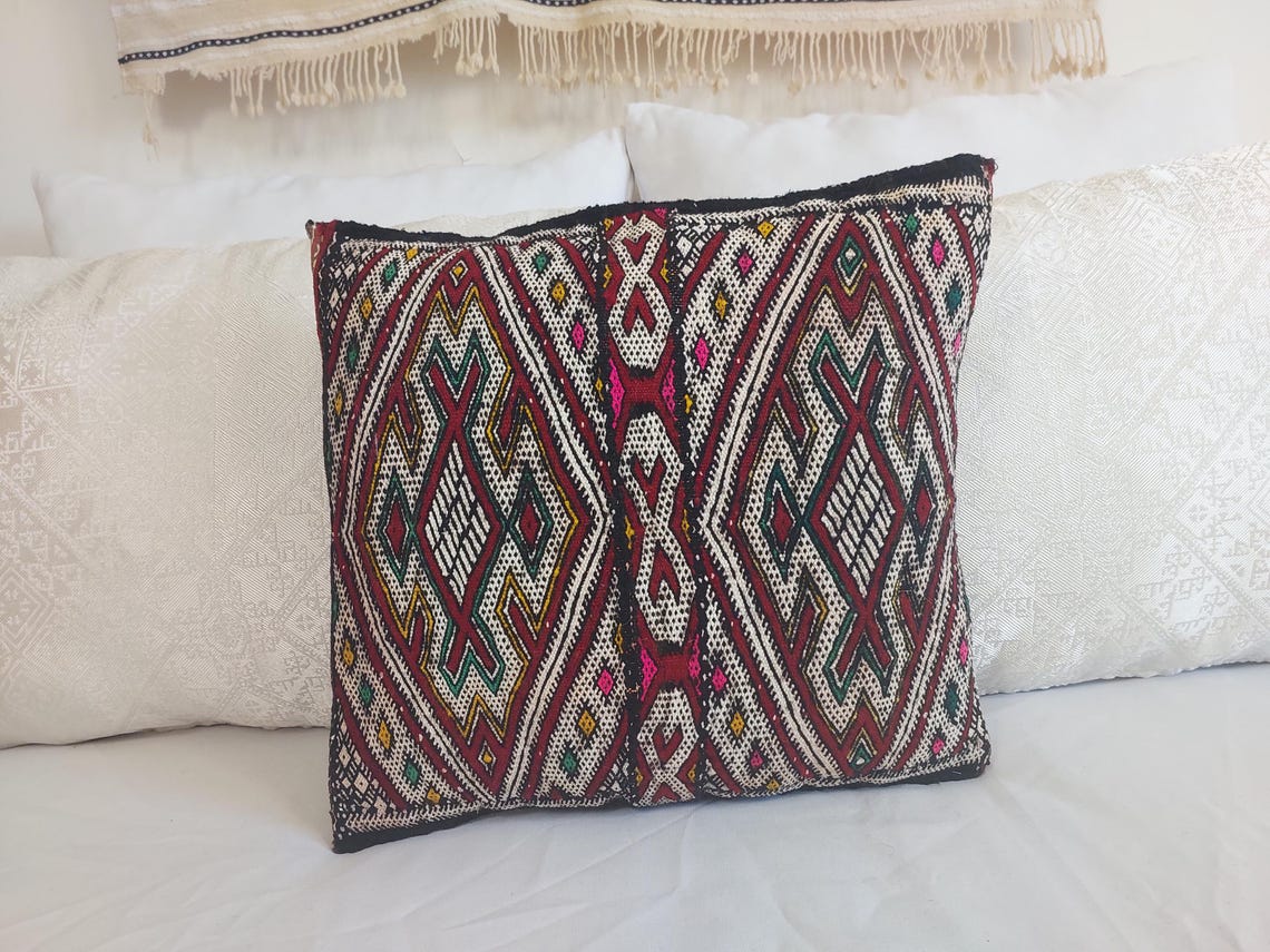 Vintage Berber Pillow | Authentic Vintage Moroccan Pillow, Handmade With Love, Amazigh Tribe Pillow Case MoroccanBazzArts