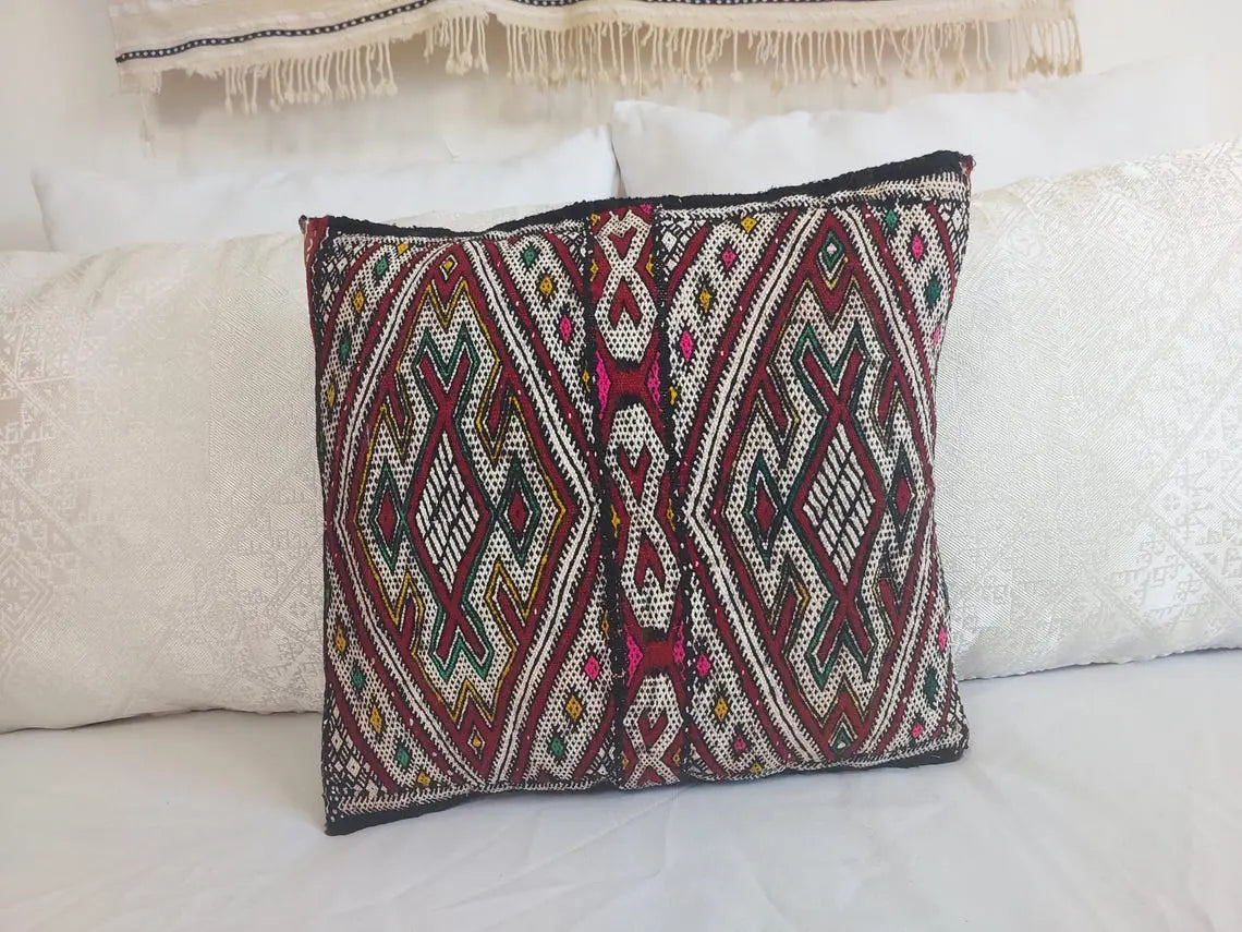 Vintage Berber Pillow | Authentic Vintage Moroccan Pillow, Handmade With Love, Amazigh Tribe Pillow Case MoroccanBazzArts